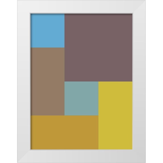 Grayscale 19x24 White Modern Wood Framed Museum Art Print Titled - Bright Blocks XVI