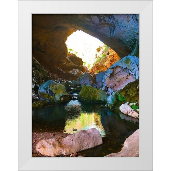 Grayscale 19x24 White Modern Wood Framed Museum Art Print Titled - Natural Bridge II