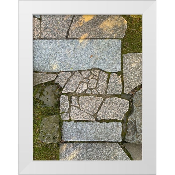 Grayscale 19x24 White Modern Wood Framed Museum Art Print Titled - Stone Stripe V