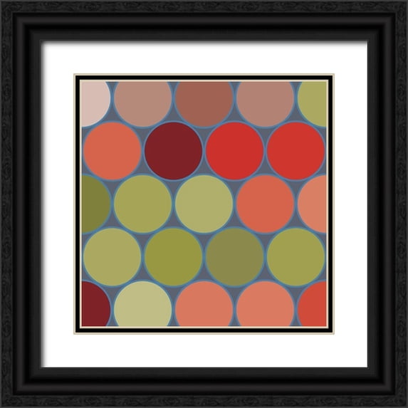 Grayscale 20x20 Black Ornate Wood Framed with Double Matting Museum Art Print Titled - Bright Circles II