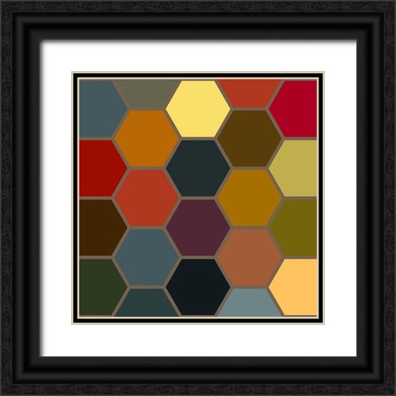 Grayscale 20x20 Black Ornate Wood Framed with Double Matting Museum Art Print Titled - Bright Hive III