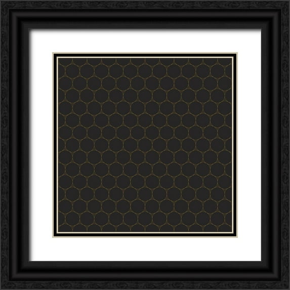 Grayscale 20x20 Black Ornate Wood Framed with Double Matting Museum Art Print Titled - Small Isometric Hive IX