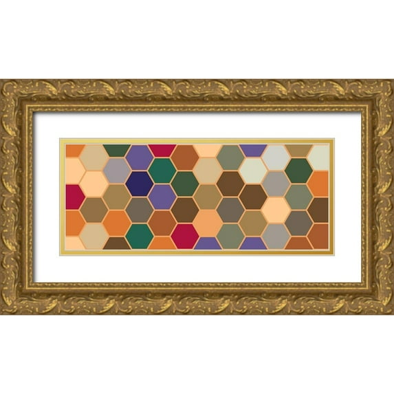 Grayscale 24x12 Gold Ornate Wood Framed with Double Matting Museum Art Print Titled - Bright Hive XXII