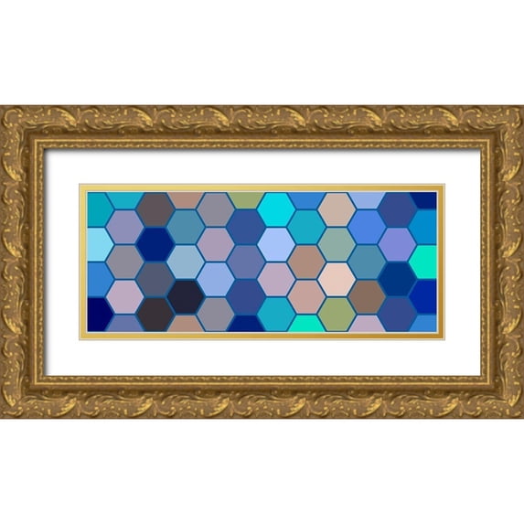 Grayscale 24x12 Gold Ornate Wood Framed with Double Matting Museum Art Print Titled - Cool Hive I