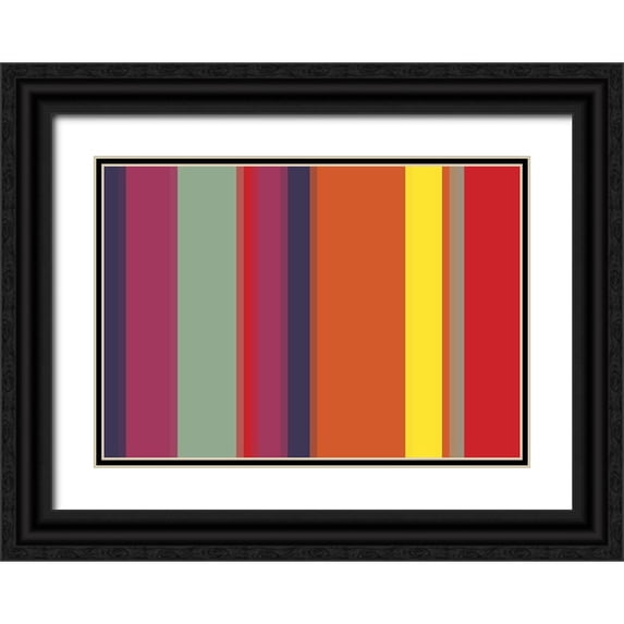 Grayscale 24x18 Black Ornate Wood Framed with Double Matting Museum Art Print Titled - Bright Stripes VII