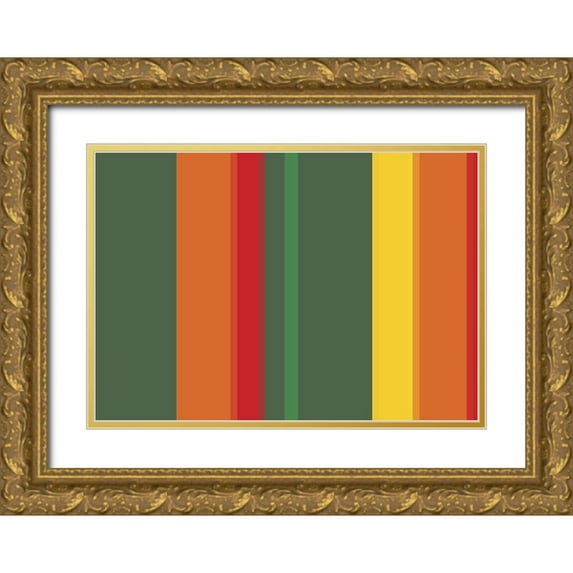 Grayscale 24x18 Gold Ornate Wood Framed with Double Matting Museum Art Print Titled - Bright Stripes XV