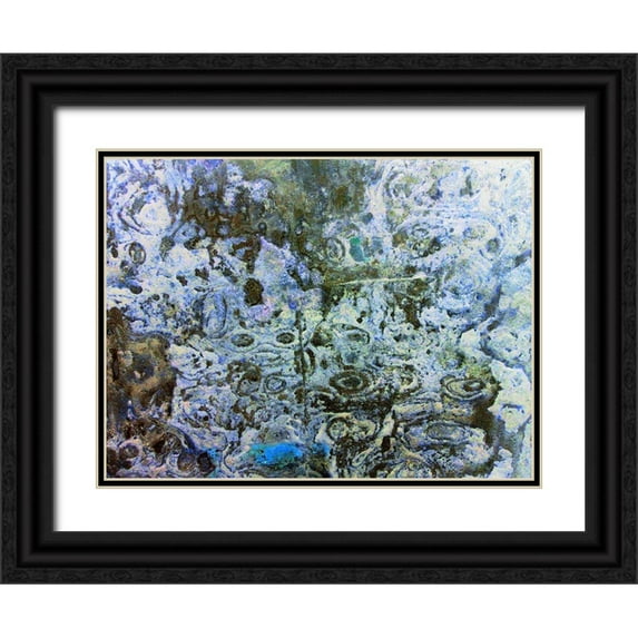 Grayscale 24x19 Black Ornate Wood Framed with Double Matting Museum Art Print Titled - Eroded Stucco III