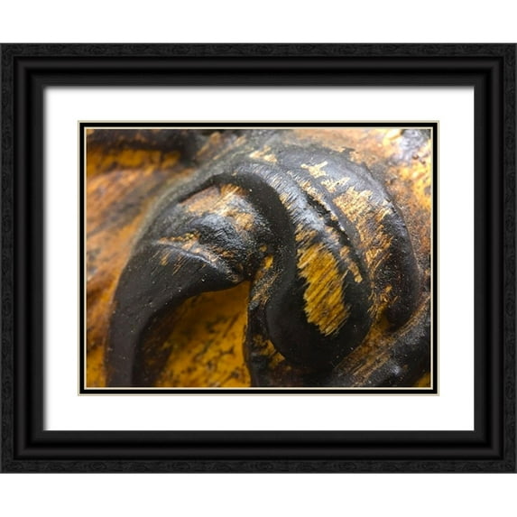 Grayscale 24x19 Black Ornate Wood Framed with Double Matting Museum Art Print Titled - Wood Texture IV