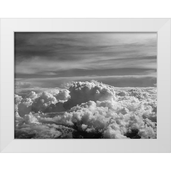 Grayscale 24x19 White Modern Wood Framed Museum Art Print Titled - Cloudy Sky VII