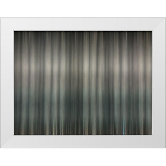Grayscale 24x19 White Modern Wood Framed Museum Art Print Titled - Fabric Pinstripes V