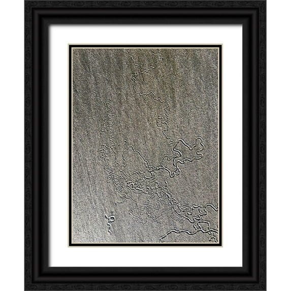 Grayscale 25x32 Black Ornate Wood Framed with Double Matting Museum Art Print Titled - Sand Prints VII