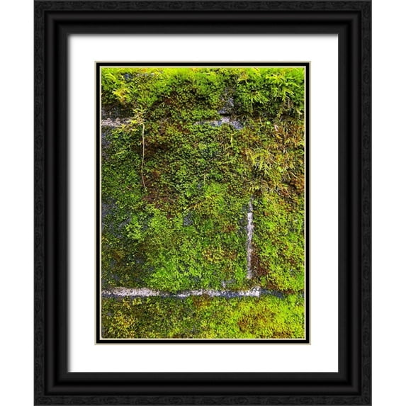 Grayscale 25x32 Black Ornate Wood Framed with Double Matting Museum Art Print Titled - Stone Wall I