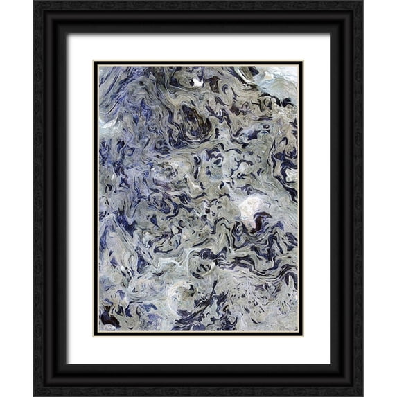 Grayscale 25x32 Black Ornate Wood Framed with Double Matting Museum Art Print Titled - Texture Fluid II