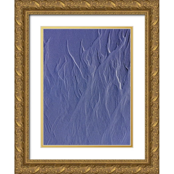 Grayscale 25x32 Gold Ornate Wood Framed with Double Matting Museum Art Print Titled - Blue Fibers II