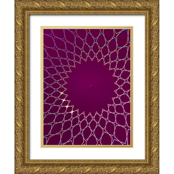 Grayscale 25x32 Gold Ornate Wood Framed with Double Matting Museum Art Print Titled - Purple Diamonds I