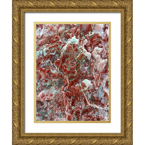 Grayscale 25x32 Gold Ornate Wood Framed with Double Matting Museum Art Print Titled - Red Texture I
