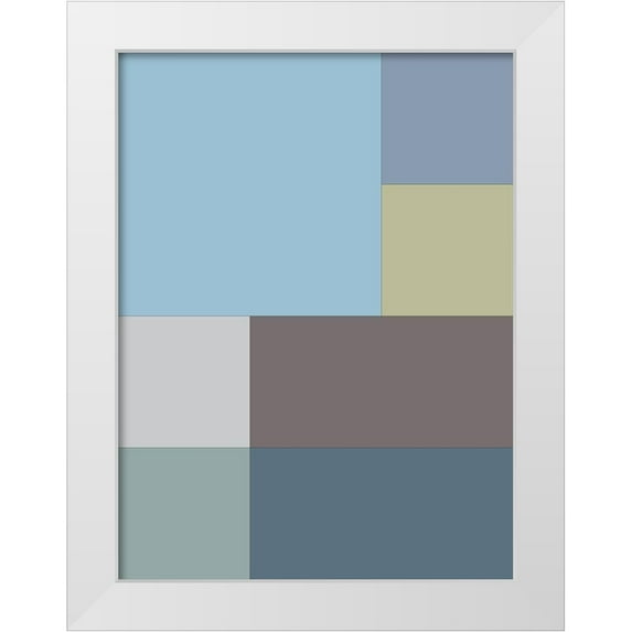 Grayscale 25x32 White Modern Wood Framed Museum Art Print Titled - Soft Blocks XIII