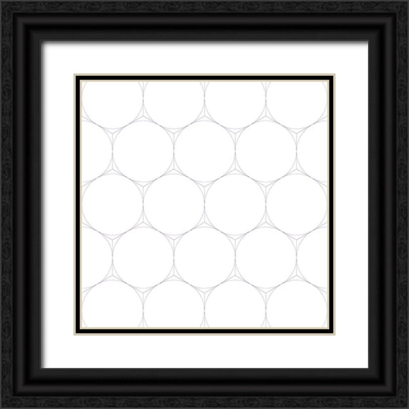 Grayscale 26x26 Black Ornate Wood Framed with Double Matting Museum Art Print Titled - Isometric Hive XVI