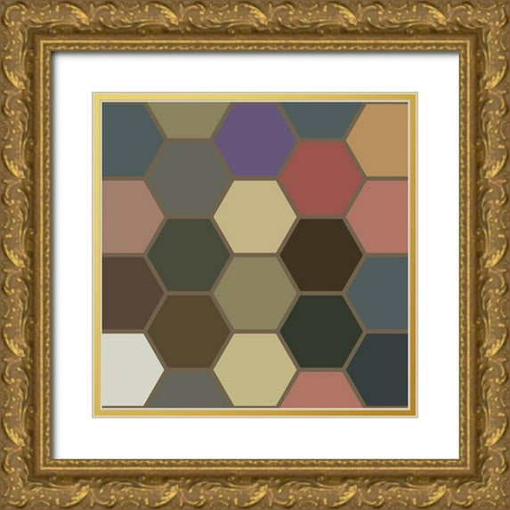 Grayscale 26x26 Gold Ornate Wood Framed with Double Matting Museum Art Print Titled - Soft Hive II