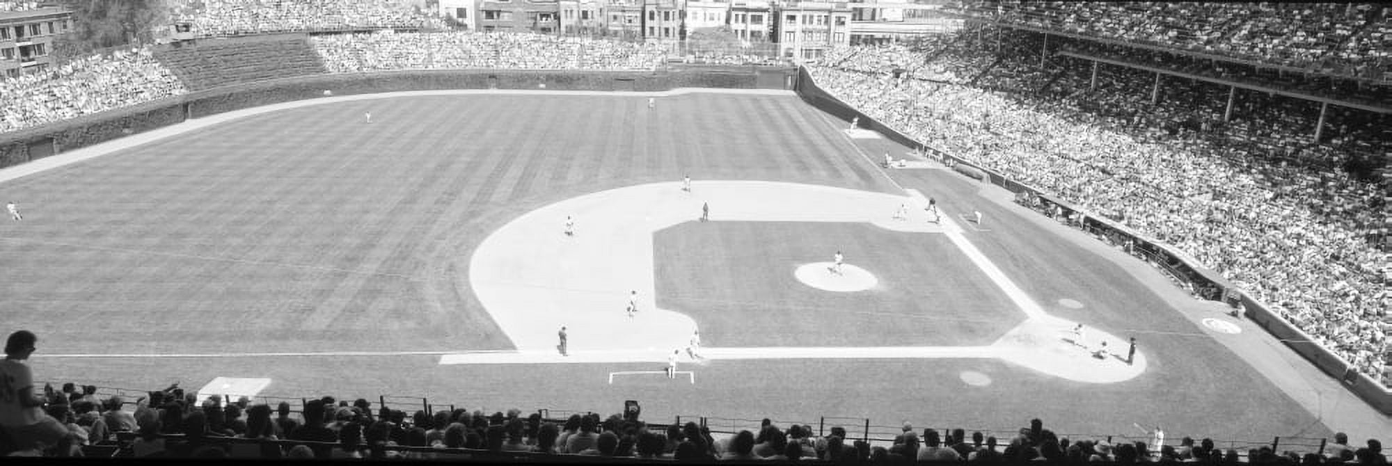 Grayscale Wrigley Field Chicago Cubs v Rockies Illinois Canvas Art - Panoramic Images (27 x 9)
