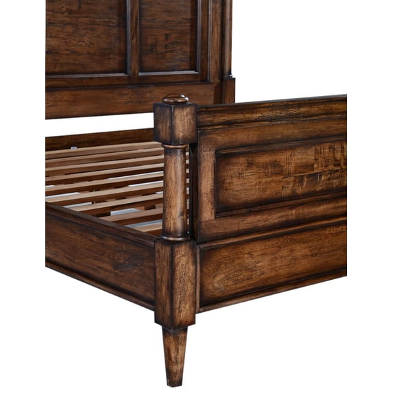 Grayson King Bed-Solid Wood, Rustic Pecan Finish