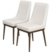 Grayson Mid-Century Modern Polyester Blend Fabric Dining Chair in Beige (Pair)