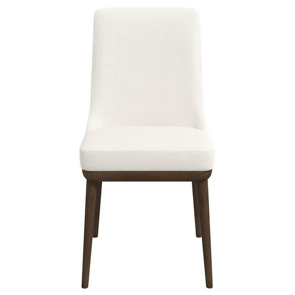 Grayson Mid-Century Modern Polyester Blend Fabric Dining Chair in Beige (Pair)