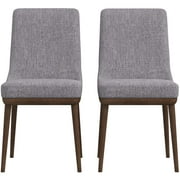 Grayson Mid-Century Modern Polyester Blend Fabric Dining Chair in Gray (Pair)