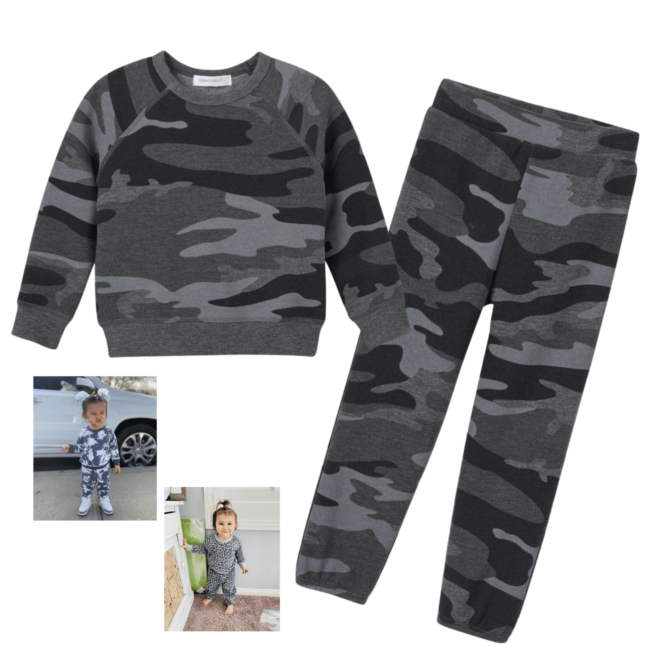 2pcs Toddler Boy Textured Pocket Design Sweatshirt and Grey Pants Set