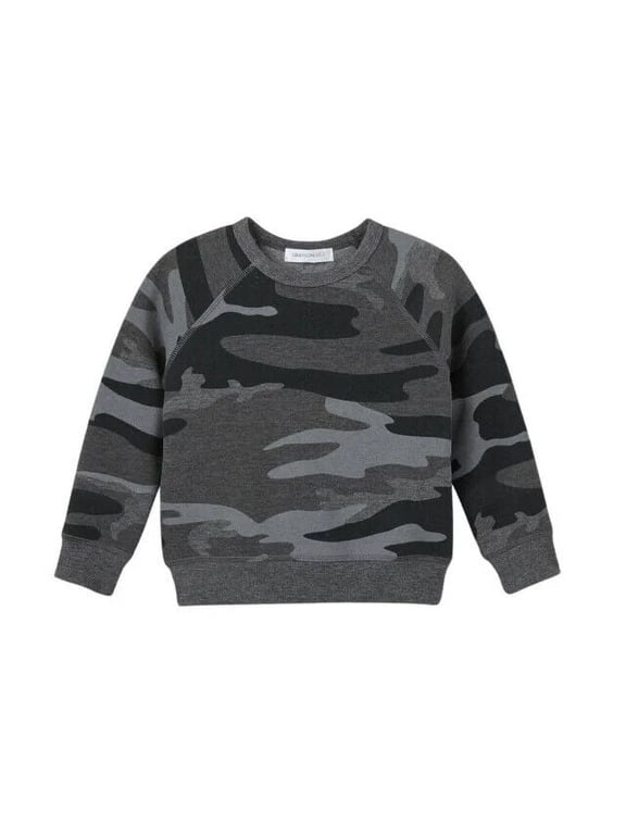 Toddler Long Sleeve Sweatshirt Black Camouflage Print, 4T