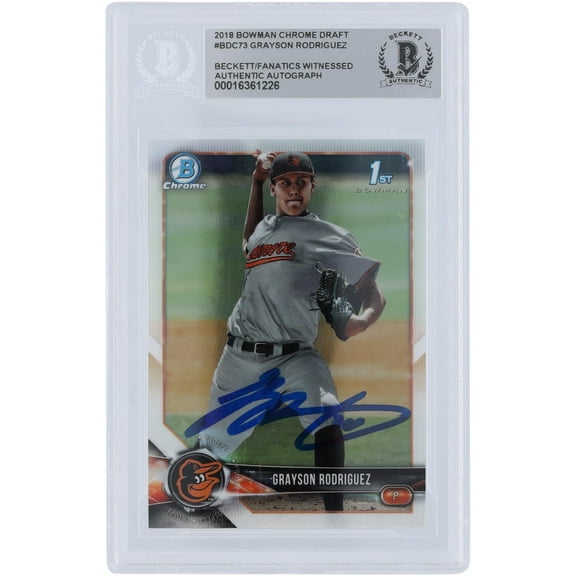 Grayson Rodriguez Baltimore Orioles Autographed 2018 Bowman Draft Chrome #BDC-73 Beckett Fanatics Witnessed Authenticated Card - Fanatics Authentic Certified