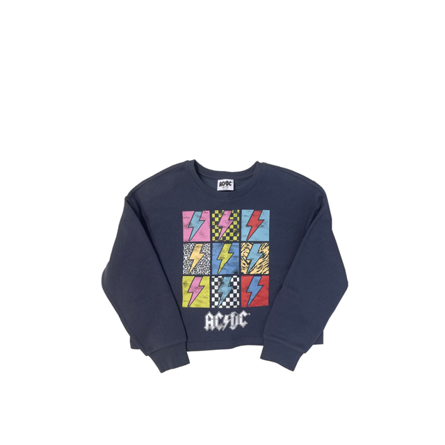 Grayson Social Girls ACDC Graphic Crewneck Sweatshirt with Long Sleeves ...