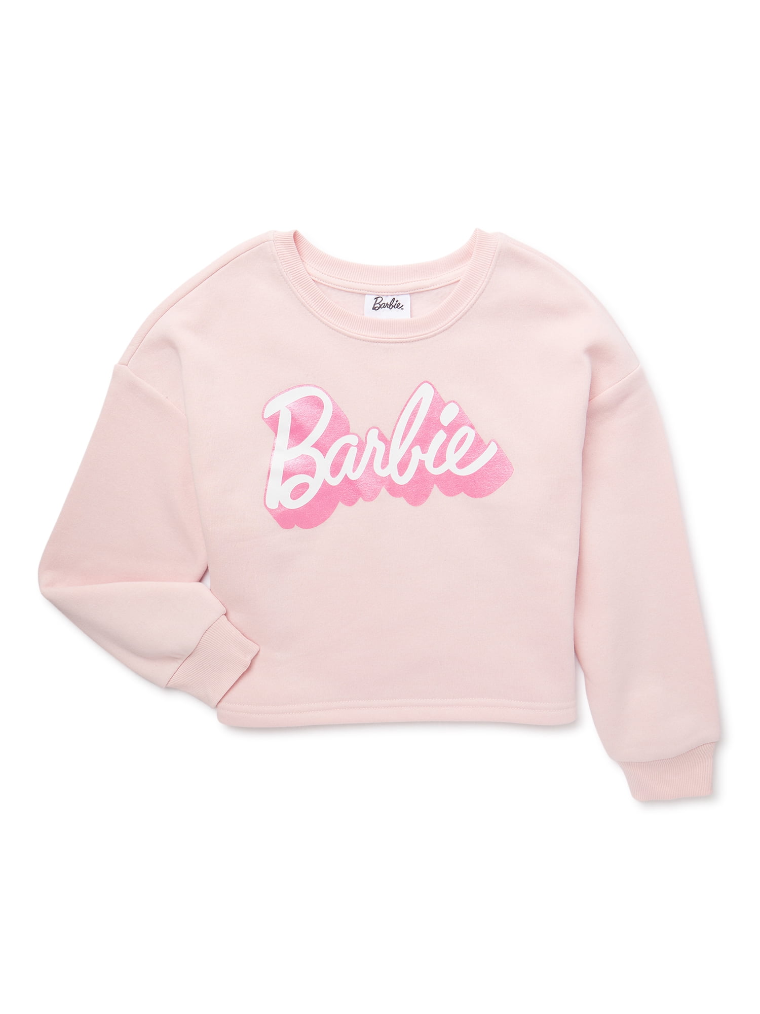 Grayson Social Girls Barbie Logo Sweatshirt with Long Sleeves, Sizes 4/ ...