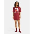 thumbnail image 1 of Grayson Social Hello Kitty Women's Cherry Sleep Tee and Socks Pajama Set, Sizes S-3X, 1 of 4