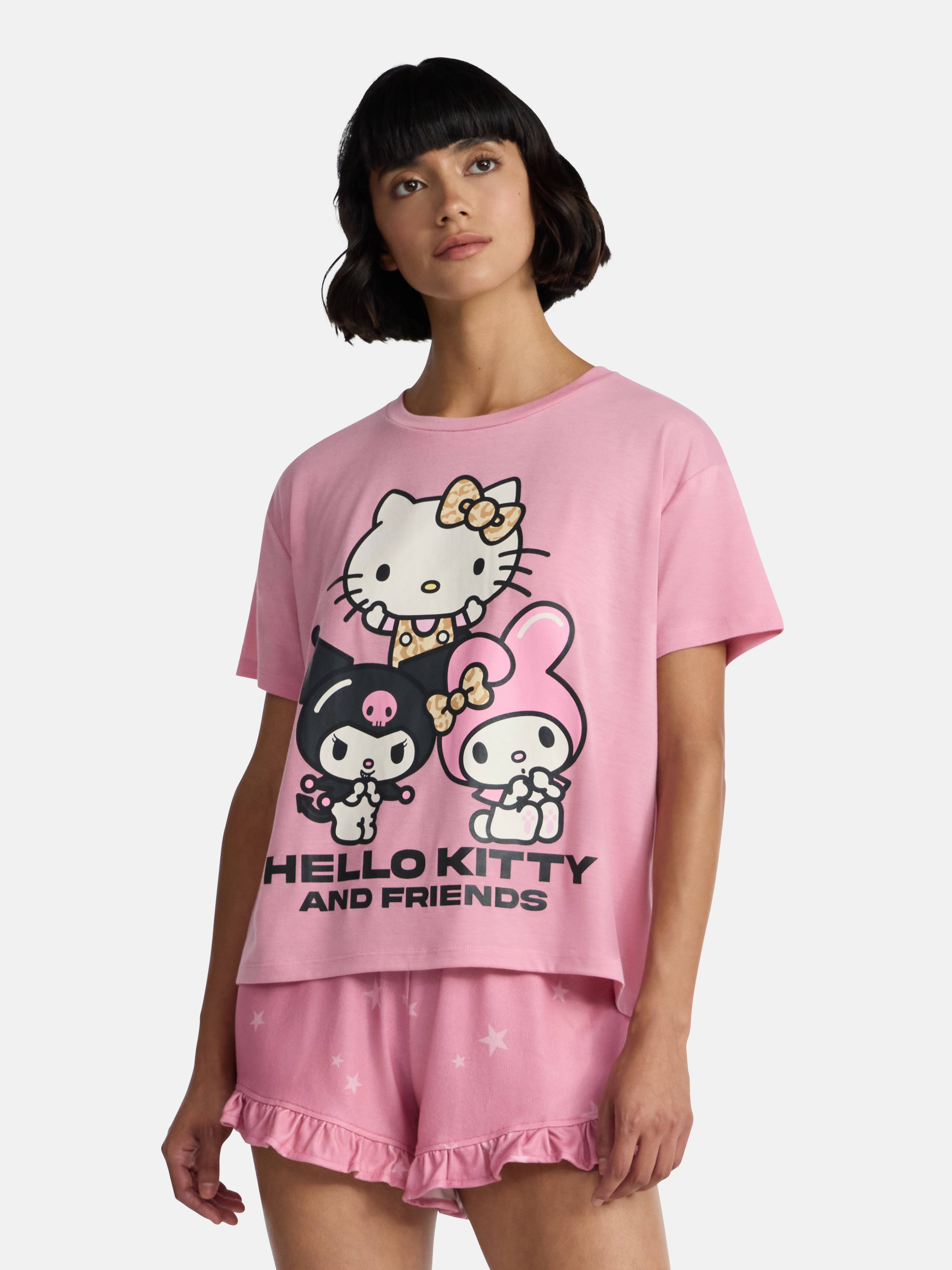 Hello Kitty & Friends Women’s Tee and Shorts Pajama Set from Grayson Social, 2-Piece, Sizes S-3X