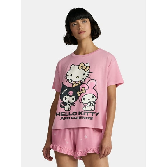Hello Kitty & Friends Women’s Tee and Shorts Pajama Set from Grayson Social, 2-Piece, Sizes S-3X