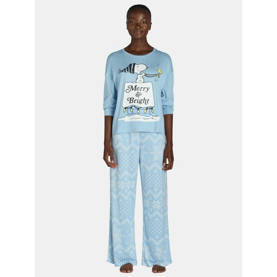 Grayson Social Peanuts Junior's Sleep Tee and Pants Set, Sizes S-3X