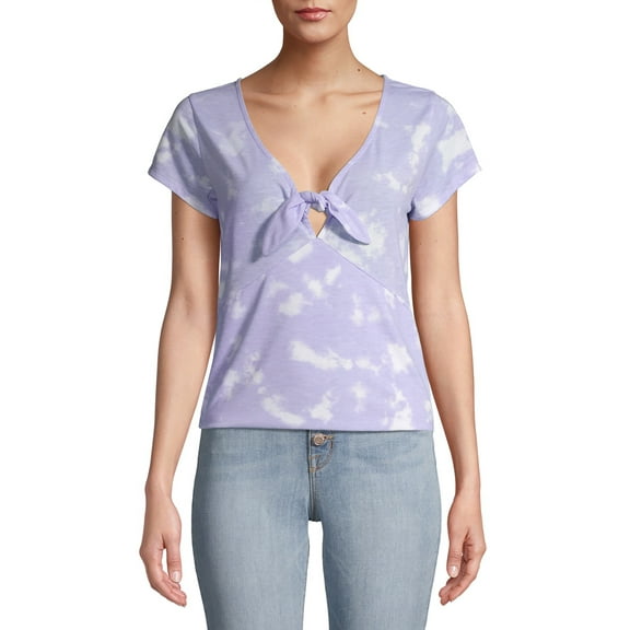 Grayson Social Short Sleeve Tie Front V-Neck Top