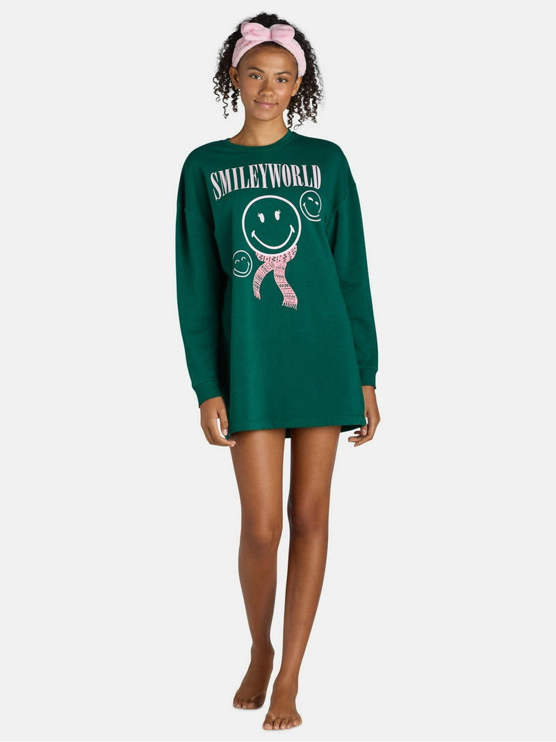 Grayson Social Smiley World Junior's Sleep Dress and Cozy Headband