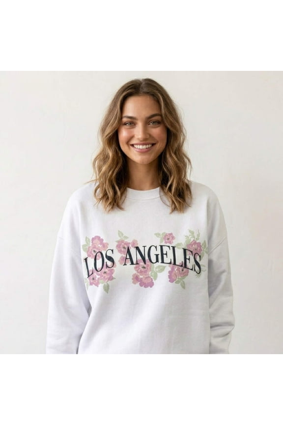 - Women's Los Angels Embroidered Crewneck Sweatshirt