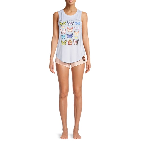Grayson Social Women's and Women's Plus Graphic Tank Top and Sleep Shorts, 2-Piece Pajama Set