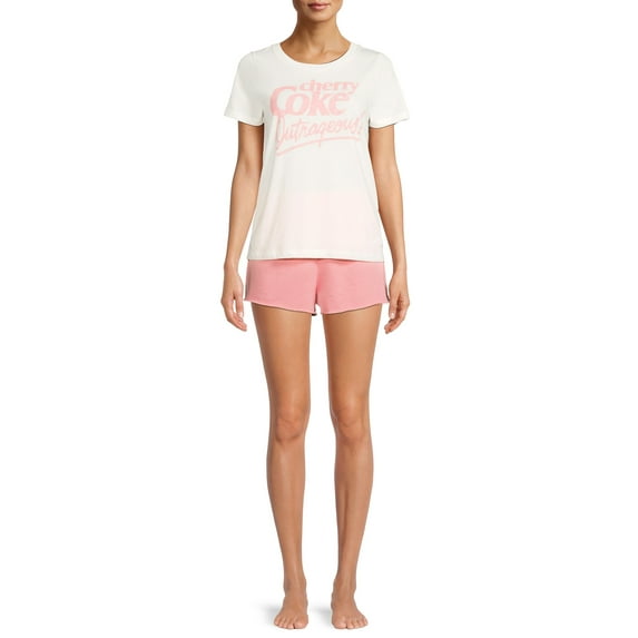 Grayson Social Women's and Women's Plus Short Sleeve T-Shirt and Shorts Sleep Set, 2-Piece
