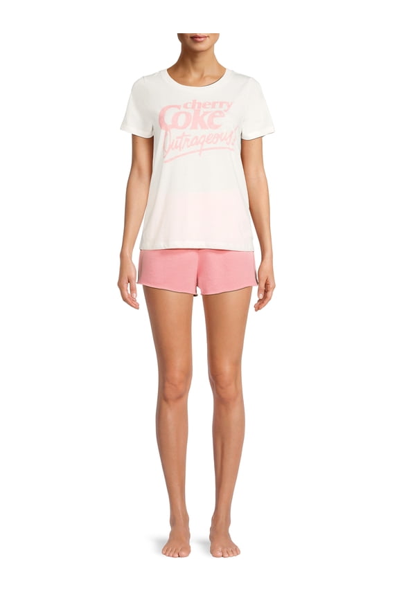 Women's and Women's Plus Short Sleeve T-Shirt and Shorts Sleep Set, 2-Piece