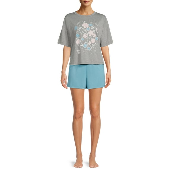 Grayson Social Women's and Women's Plus Size Floral Sleep T-Shirt and Shorts Set, 2-Piece