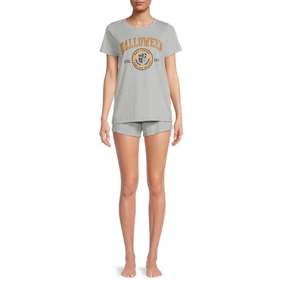 Grayson Social Women's and Women's Plus Sleep Halloween Short Sleeve Tee and Pajama Short Set, 2pc