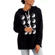 Grayson Threads Black Juniors Yin-Yang Graphic-Print Hoodie Black Size