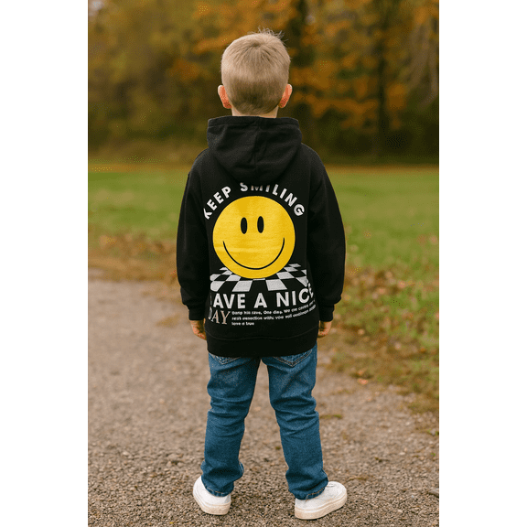 Grayson Threads Kids Hoodie Size M (8) – Smiley Face “Keep Smiling” & Lightning Bolt Pullover Sweatshirts