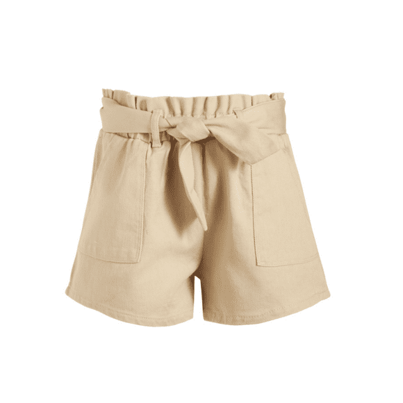 Grayson Threads Kids, the Label Big Girls Tie-Belt Cotton Twill Shorts - Beige