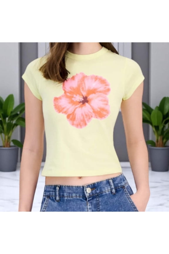 Grayson Threads, The Label Juniors' Hibiscus Graphic T-Shirt XS, S, M, L, XL