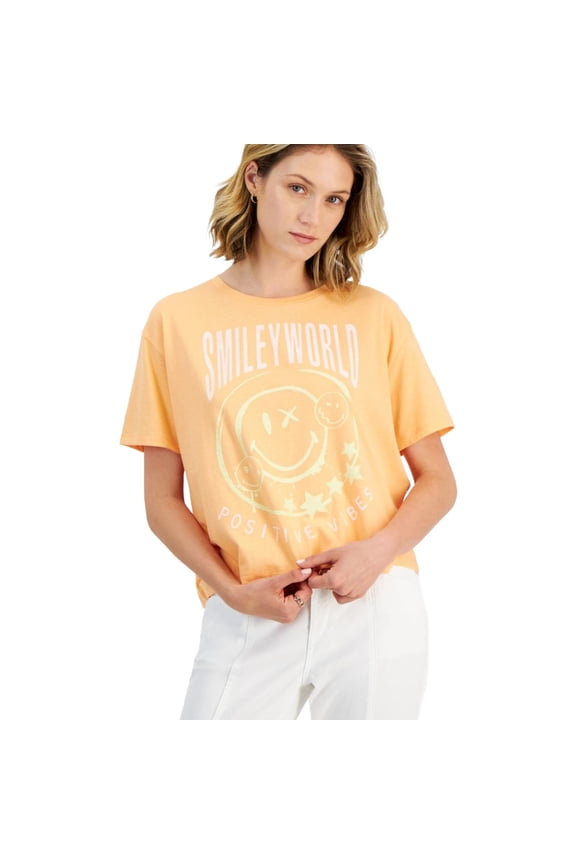 GRAYSON/THREADS Womens Smiley Graphic T-Shirt, Multicoloured, Juniors, Large
